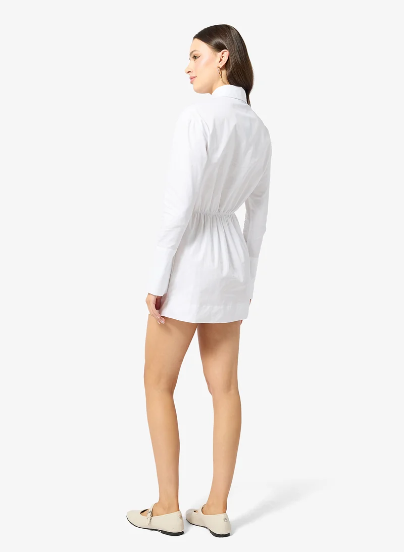 جينجر Cinched Waist Button Down Shirt Dress